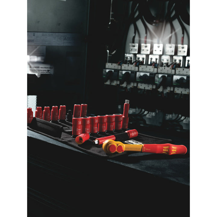 Wera 8100 SB VDE 1 Zyklop Ratchet set, insulated, switch lever, 3/8" drive, metric, 17 pieces