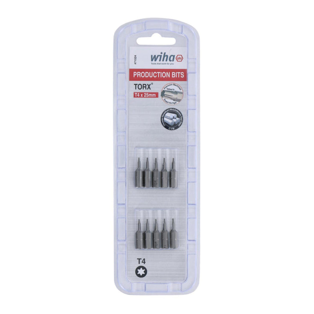 Wiha Tools 71524 T4 x 38mm TORX® Insert Bit, 10 Pack