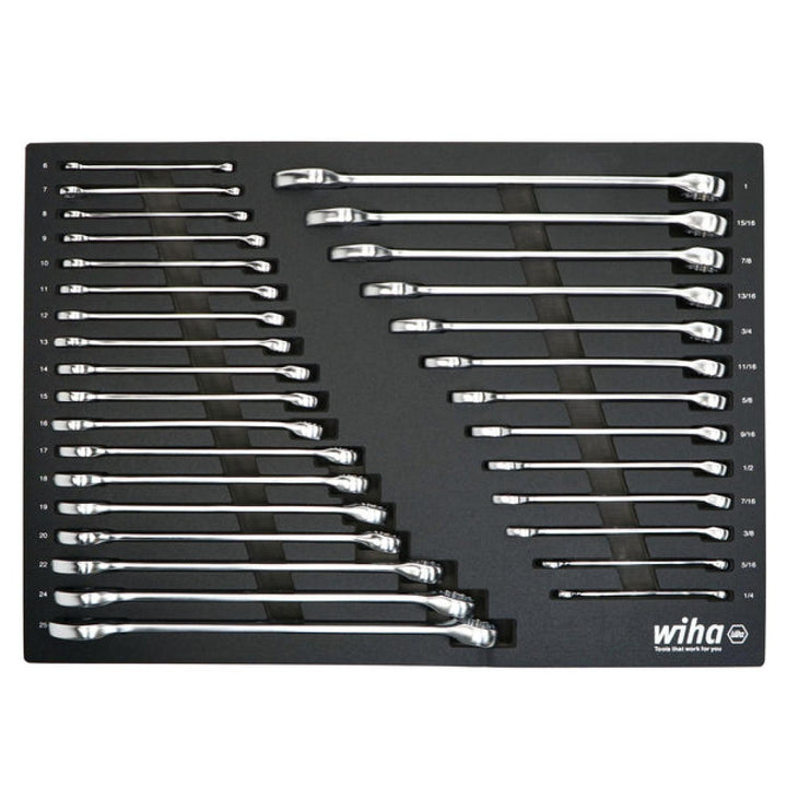 Wiha Tools 30492 31 Piece Combination Wrench Tray Set - SAE and Metric