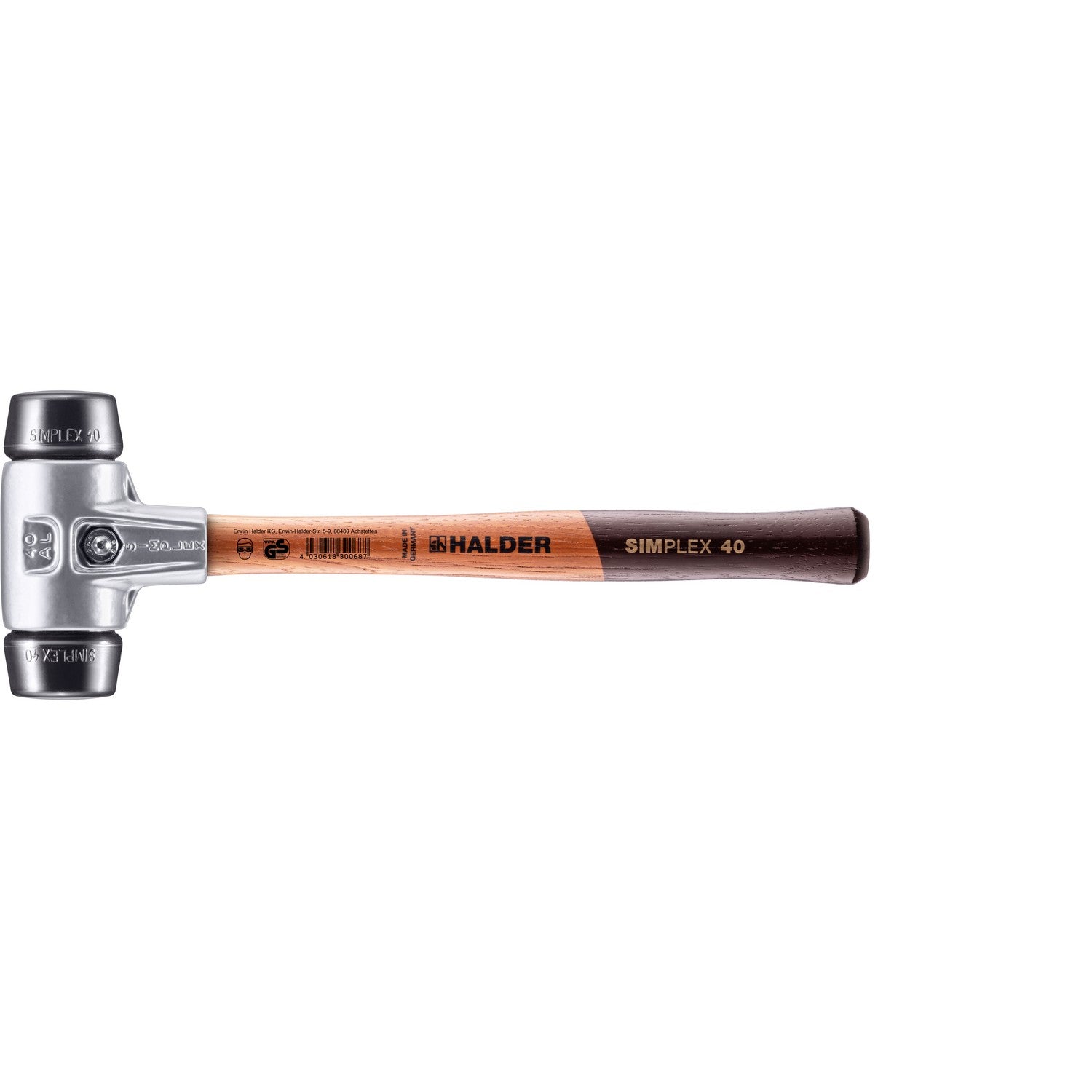 Halder 3102.040 Simplex Mallet with Black Rubber Inserts Lightweight A ...