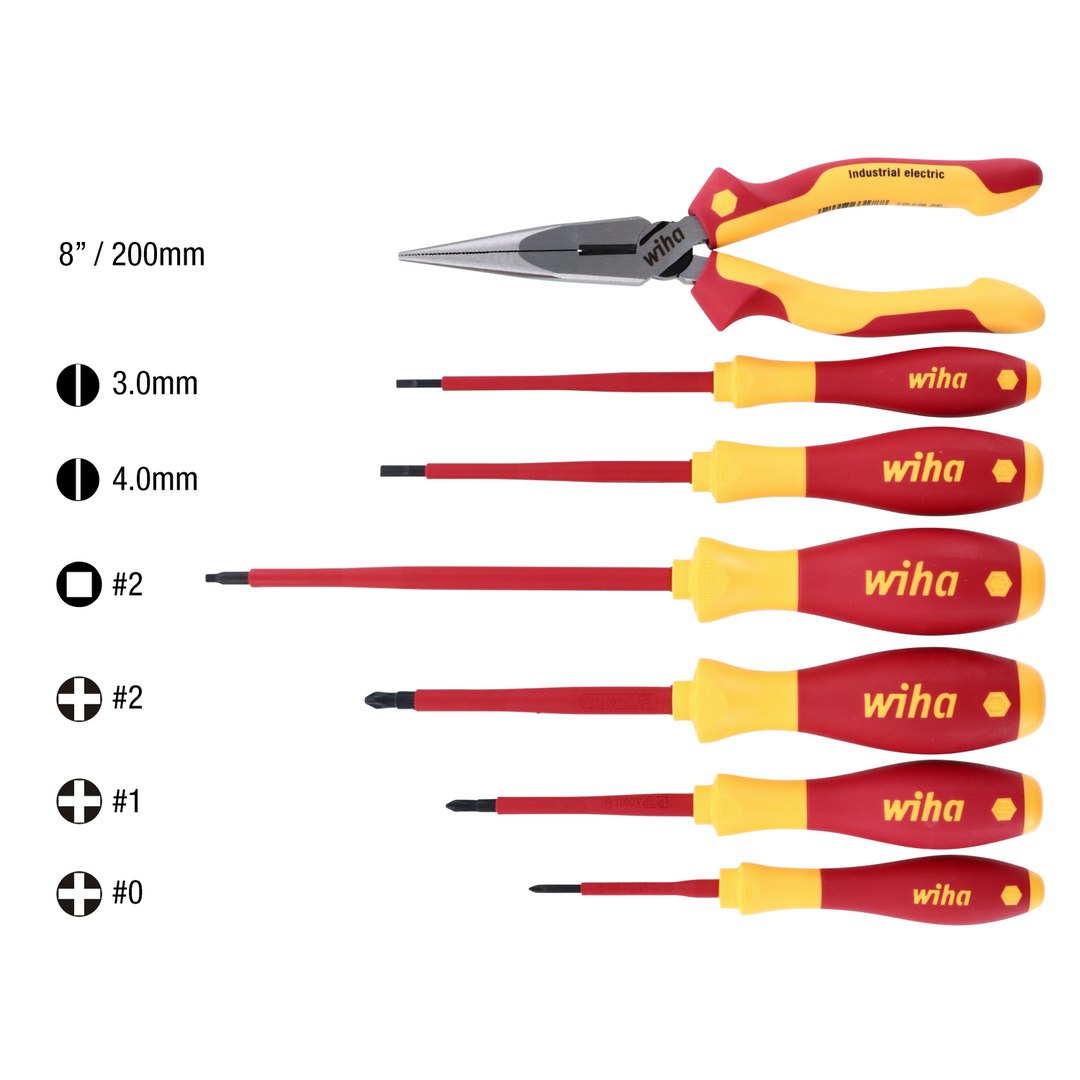 Wiha Tools 32086 Insulated Screwdrivers and Pliers Set 7-Piece