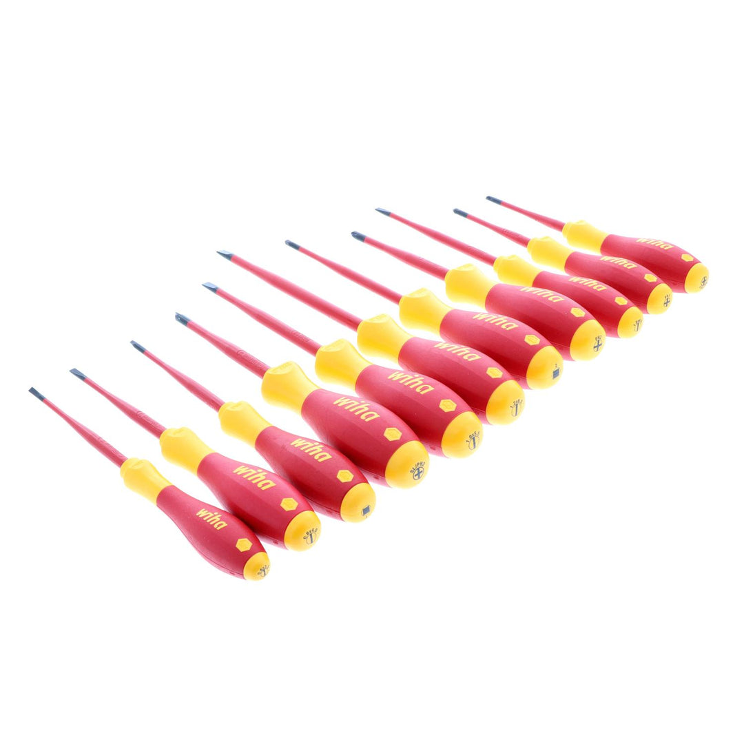 Wiha Tools 32198 Insulated SlimLine Slotted / Phillips / Square / Xeno Screwdriver Set, 11 Pc.