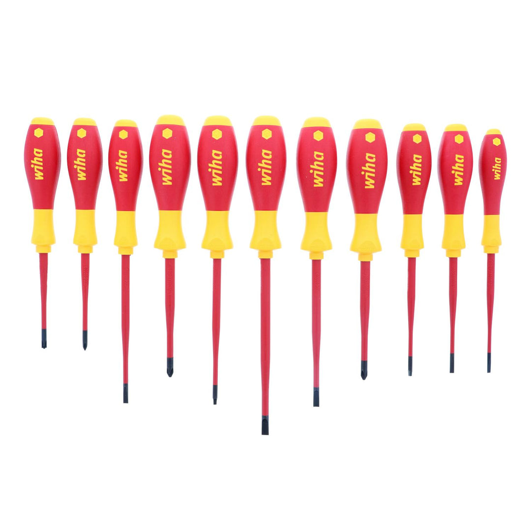 Wiha Tools 32198 Insulated SlimLine Slotted / Phillips / Square / Xeno Screwdriver Set, 11 Pc.