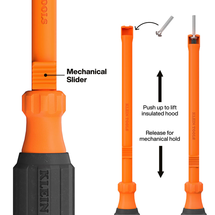 Klein Tools 32215INS 1/4" Slotted Insulated Hooded Screw Holding Screwdriver