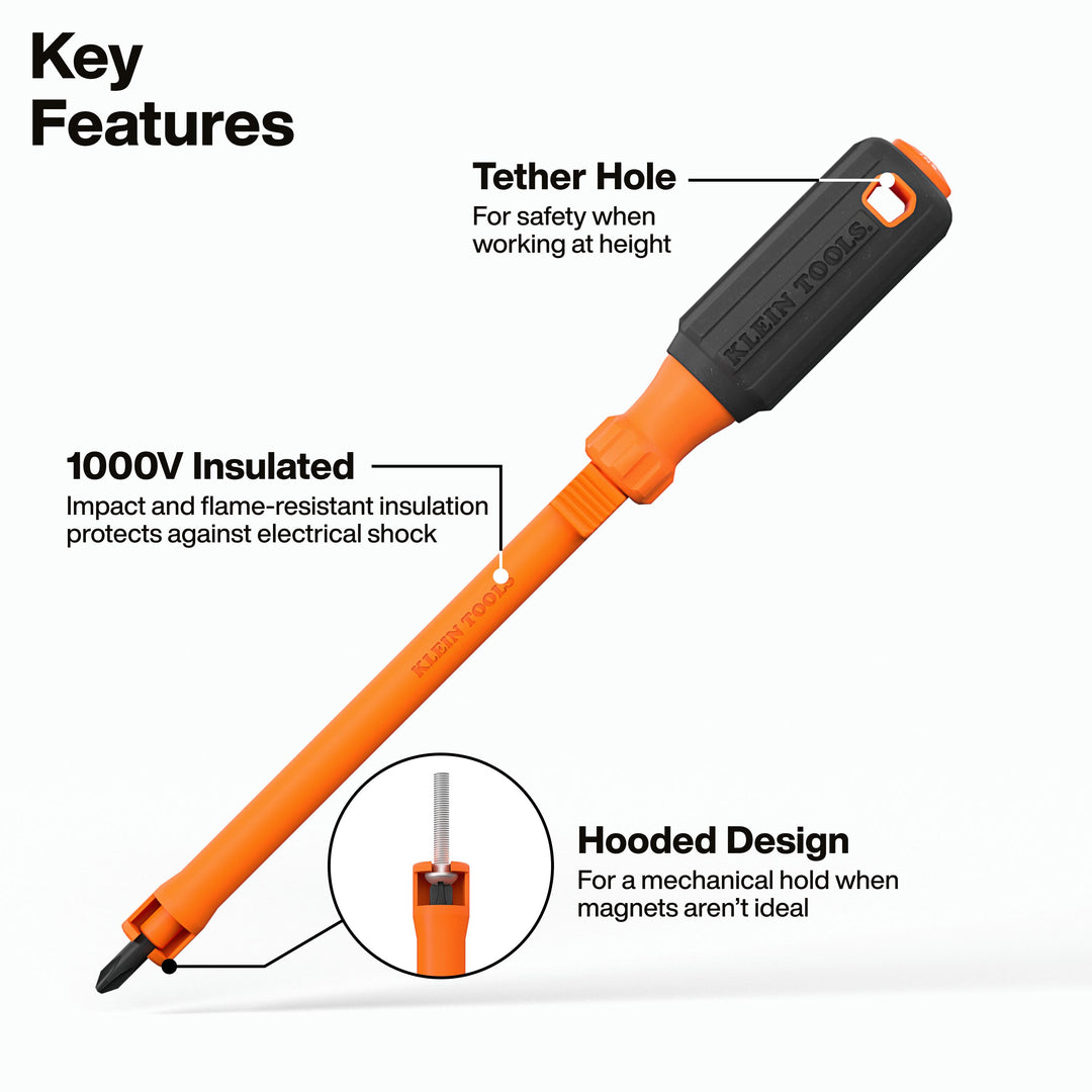 Klein Tools 32216INS #2 Phillips Insulated Hooded Screw Holding Screwdriver