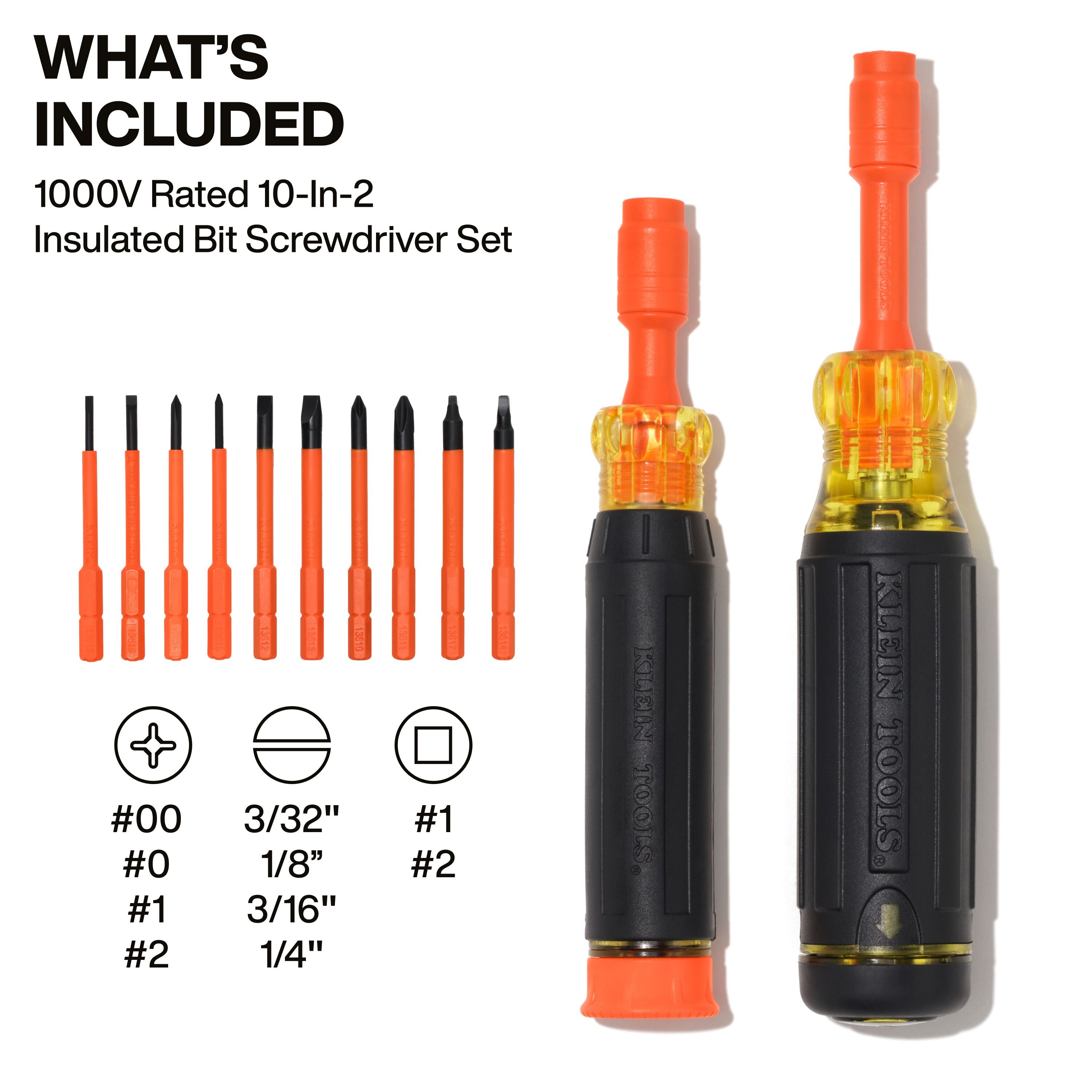 【NY② 】　DWEフルセット Klein Tools 32310INS 10-in-2 Insulated Auto-Lock Screwdriver Set