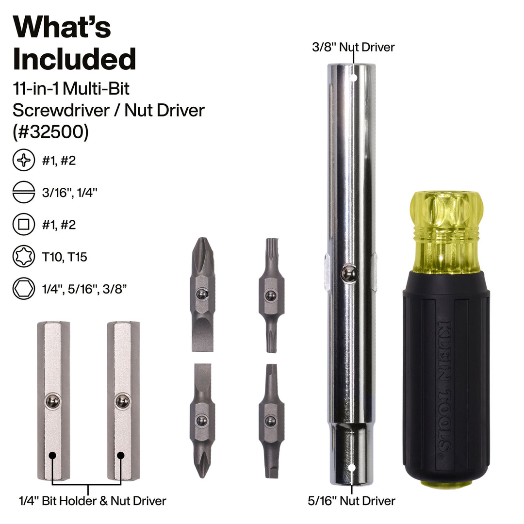 Klein Tools 32500SDKIT Multi-Bit Screwdriver/Nut Driver Set, 3-Piece