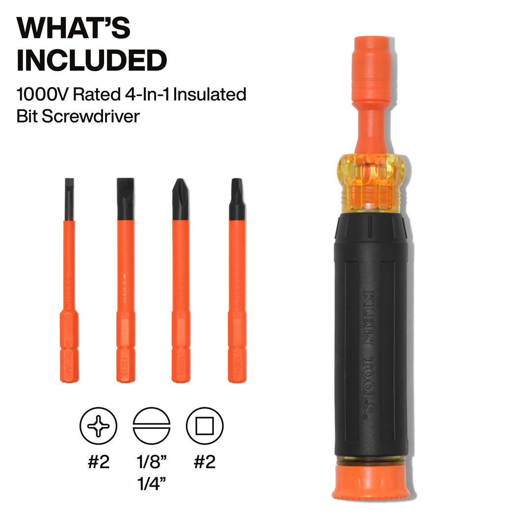 Klein Tools 32604INS 4-in-1 Insulated Auto-Lock Screwdriver