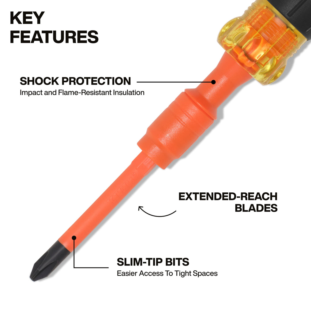 Klein Tools 32604INS 4-in-1 Insulated Auto-Lock Screwdriver