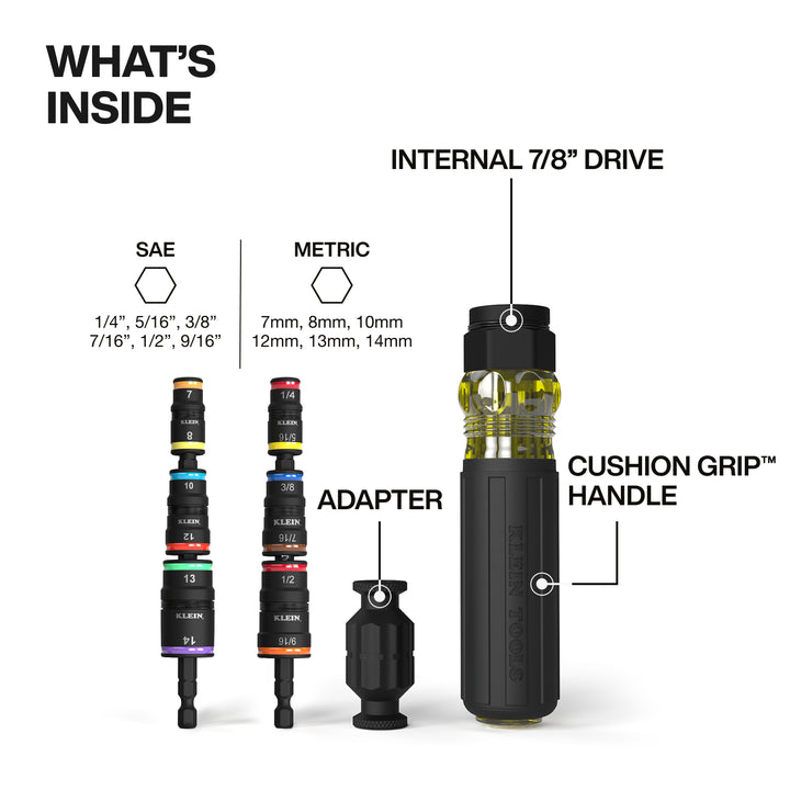 Klein Tools 32914HD 14-in-1 Impact Rated Flip Socket Set