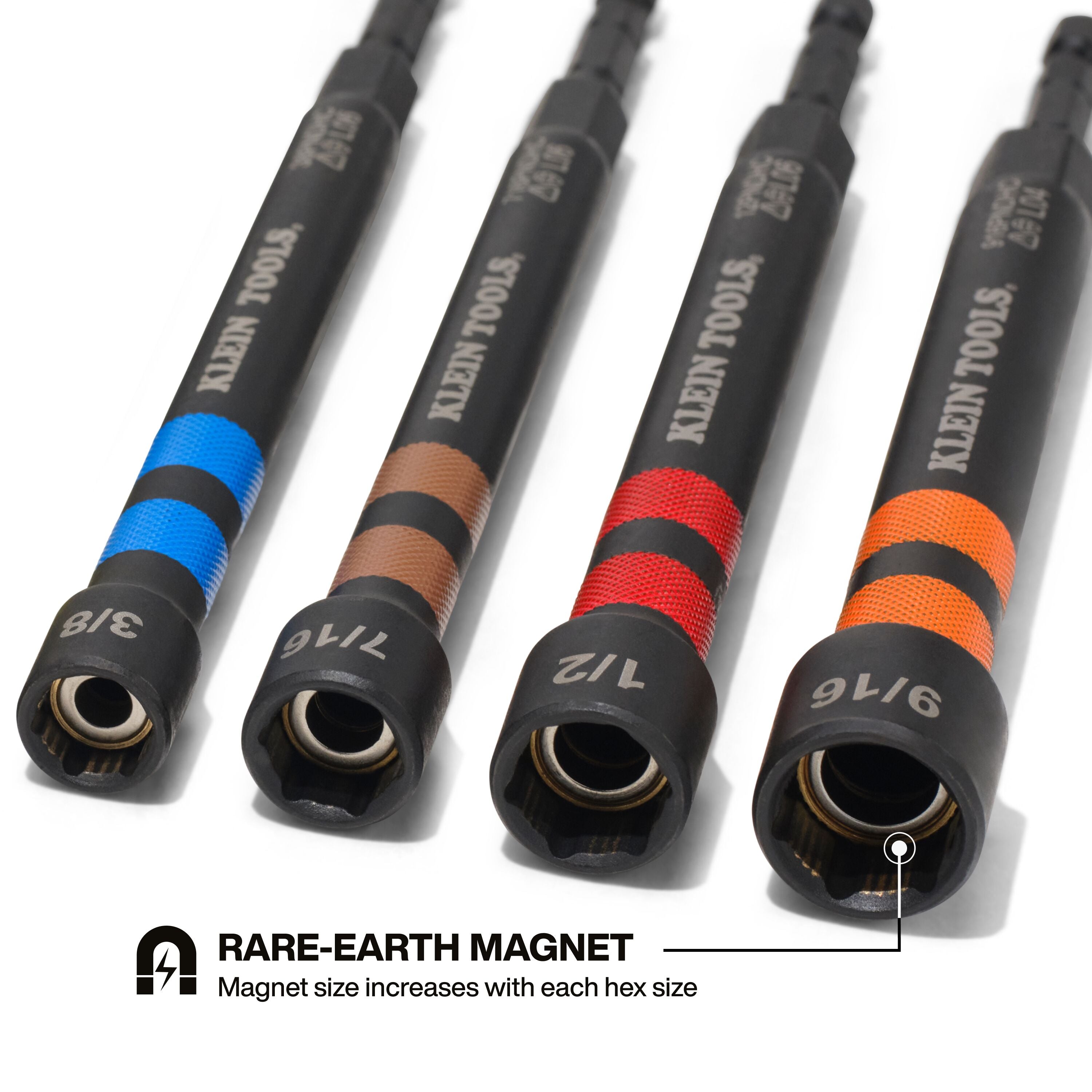 Klein Tools 32940 Magnetic Hollow Color-Coded Power Nut Drivers