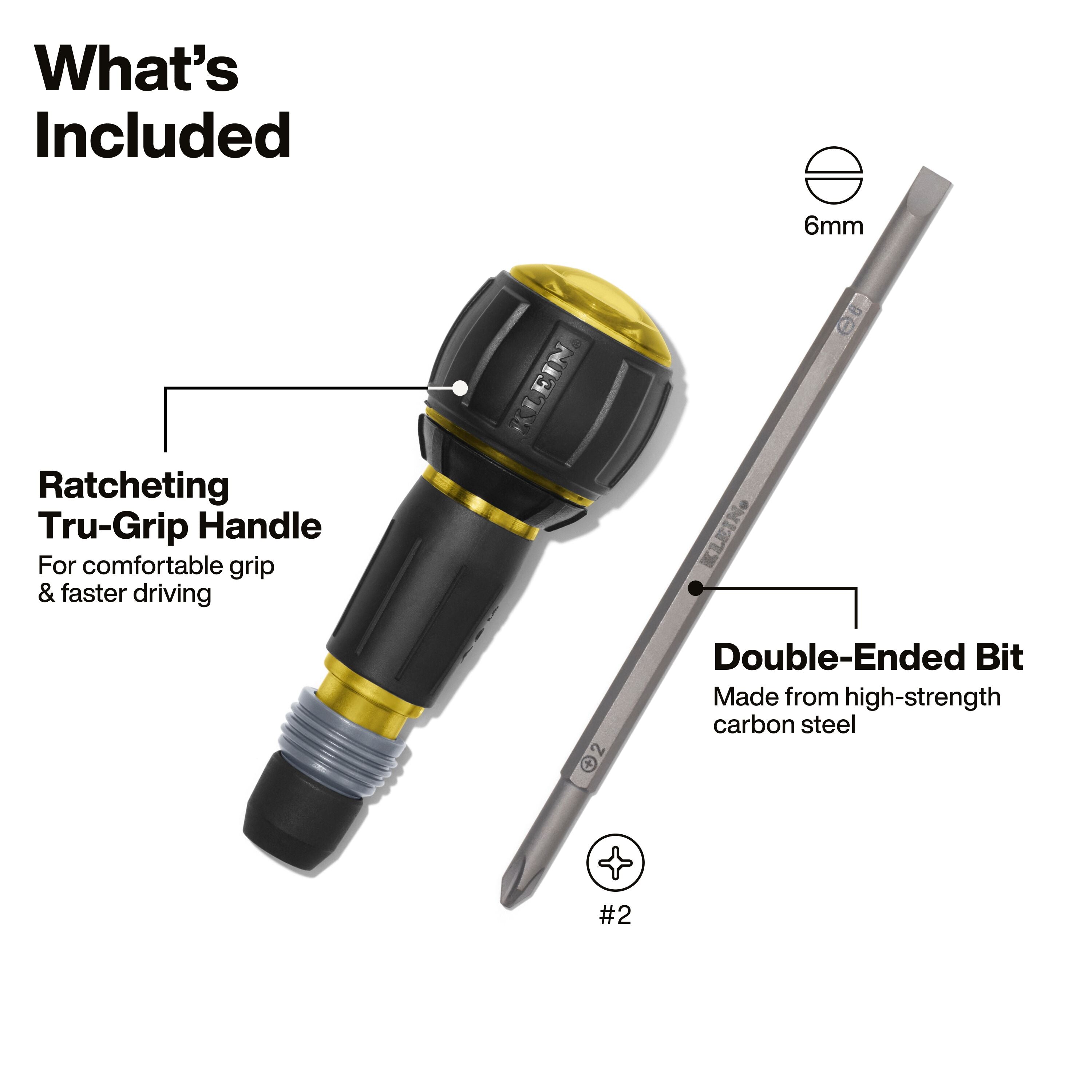 Klein Tools 32960ARCHT Ratcheting Fastbit Tru-Grip Screwdriver