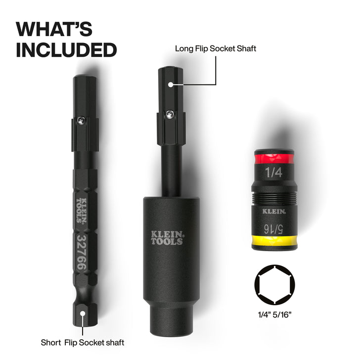 Klein Tools 32982 Impact Flip Socket With Swivel Adapter, 3 Pc.