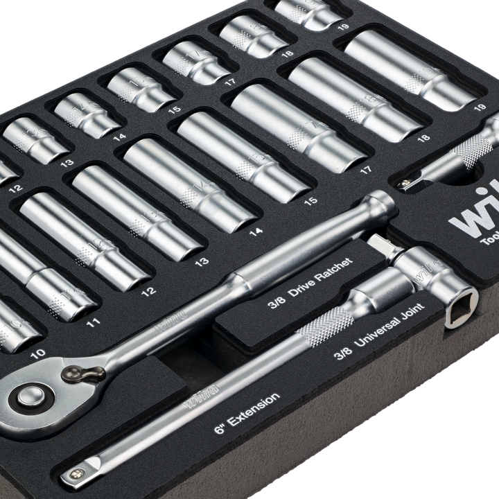 Wiha 33396 25 Piece 1/4” Drive Professional Standard and Deep Socket Tray Set - SAE