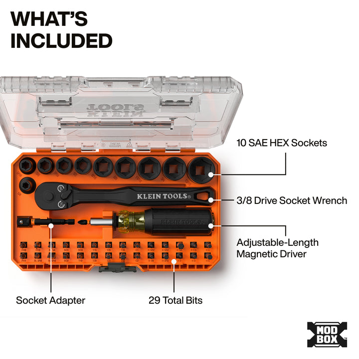 Klein Tools 33806 ProFlex Impact Driver Bit and Socket Set, SAE, 43 Pc.