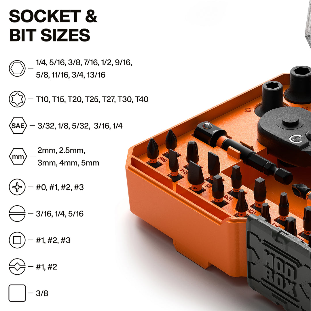 Klein Tools 33806 ProFlex Impact Driver Bit and Socket Set, SAE, 43 Pc.