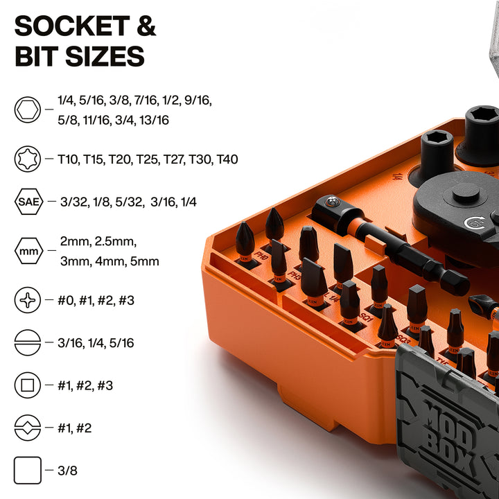 Klein Tools 33806 ProFlex Impact Driver Bit and Socket Set, SAE, 43 Pc.