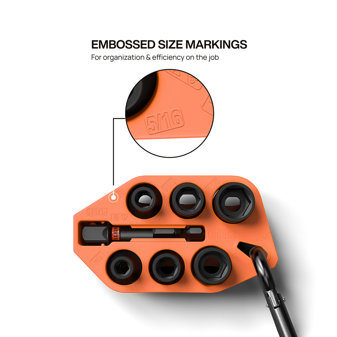 Klein Tools 33808 Grab-And-Go Impact Socket Set, SAE, 7 Pc.