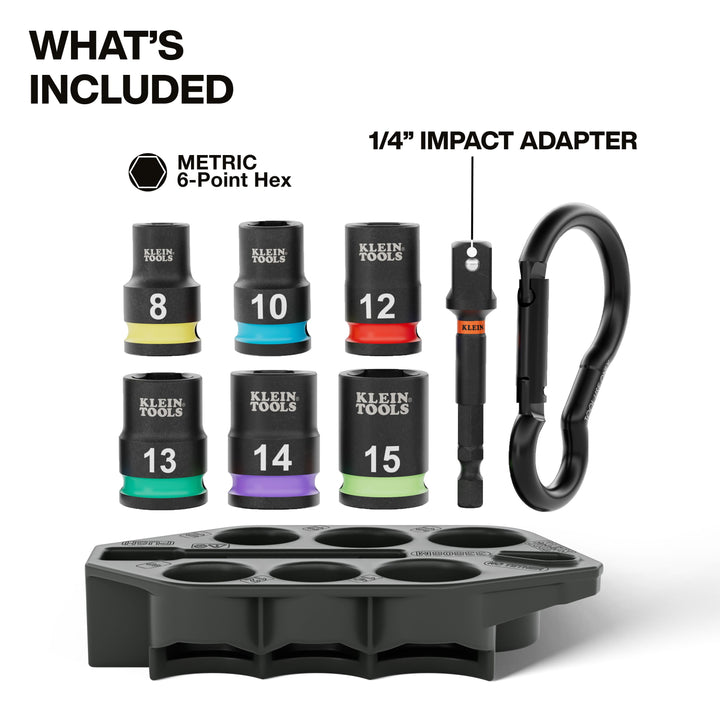 Klein Tools 33808M Grab-And-Go Impact Socket Set, Metric, 7 Pc.