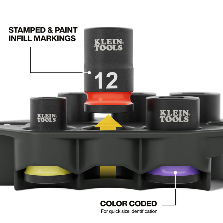 Klein Tools 33808M Grab-And-Go Impact Socket Set, Metric, 7 Pc.