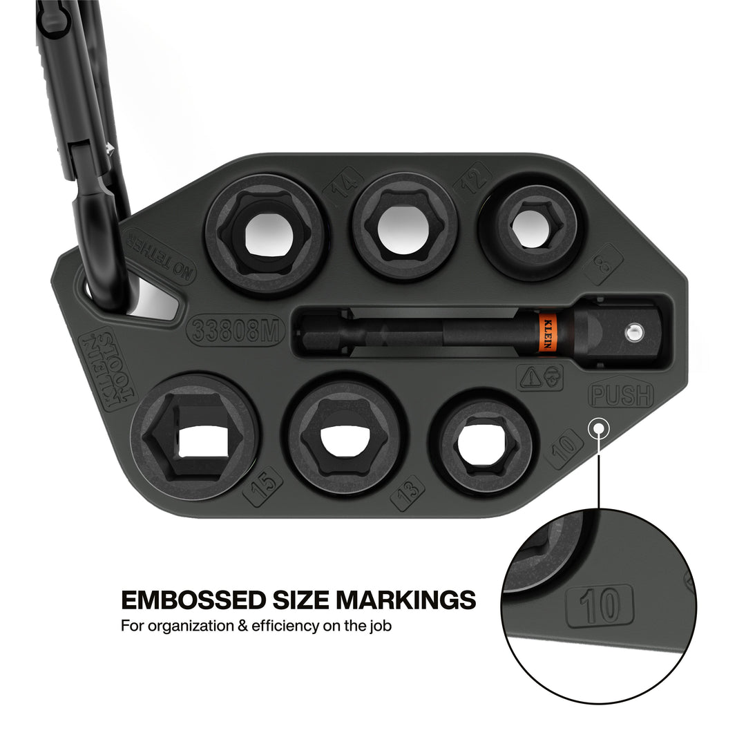 Klein Tools 33808M Grab-And-Go Impact Socket Set, Metric, 7 Pc.