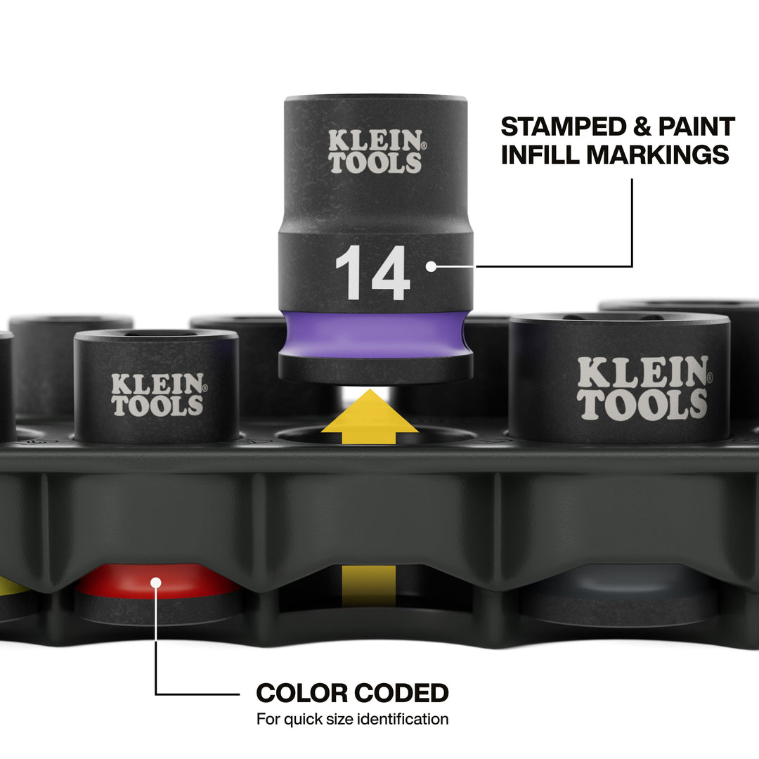 Klein Tools 33809M Grab-And-Go Impact Socket Set, Metric, 10 Pc.