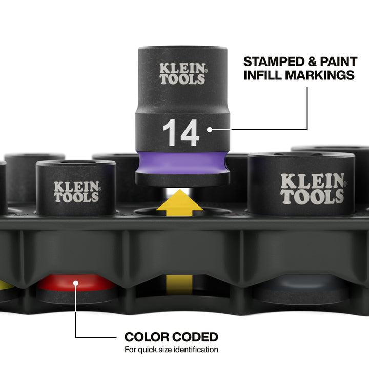 Klein Tools 33809M Grab-And-Go Impact Socket Set, Metric, 10 Pc.
