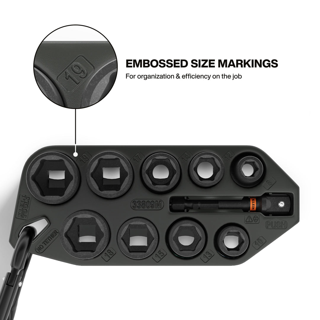 Klein Tools 33809M Grab-And-Go Impact Socket Set, Metric, 10 Pc.