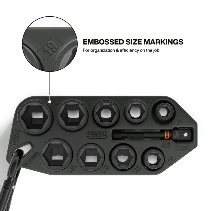 Klein Tools 33809M Grab-And-Go Impact Socket Set, Metric, 10 Pc.