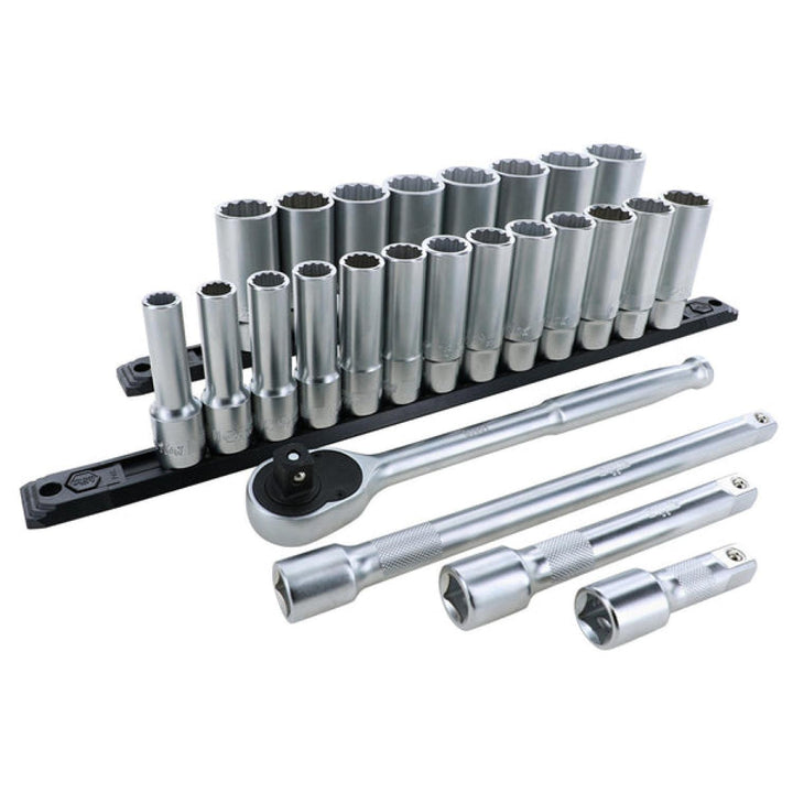 Wiha Tools 33893 25 Piece 1/2 Inch Drive Deep Socket Set - Metric