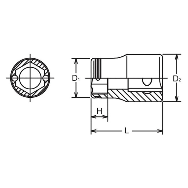 Ko-ken 3450A-5/8 3/8 Sq. Dr. SAE Nut Grip Chrome Socket in 5/8