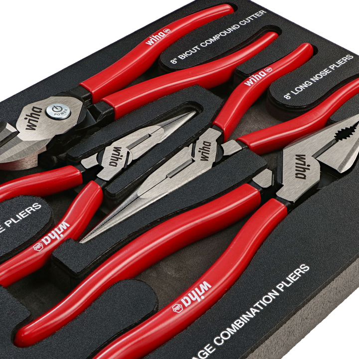 Wiha 34681 4 Piece Classic Grip Pliers and Cutters Tray Set