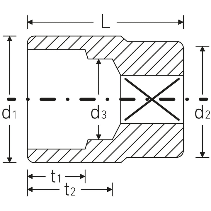 Stahlwille 06010034 Bi-Hex 60 1" Drive 12-pt Socket 34 mm