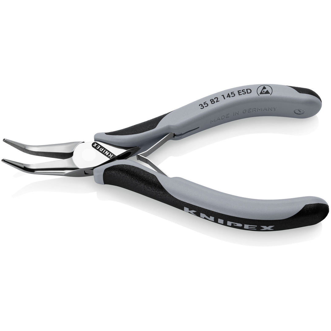 Knipex 35 82 145 ESD 5 3/4" Electronics 45° Angled Pliers-Half Round Tips, ESD Handles