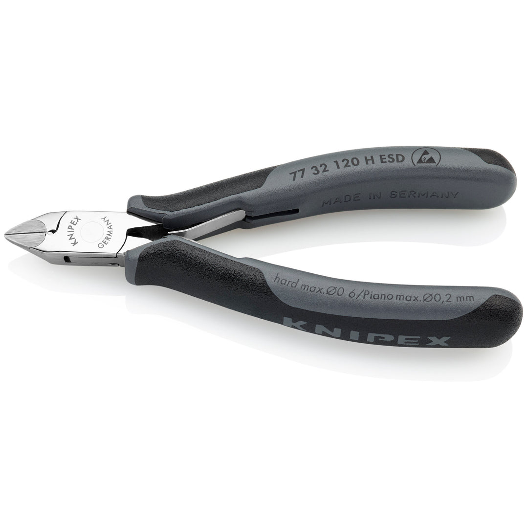 Knipex 77 32 120 H ESD 4 3/4" Electronics Diagonal Cutters-Carbide Metal Cutting Edges-ESD Handles