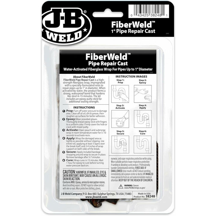 J-B Weld 38248 FiberWeld Pipe Repair Cast, 1"
