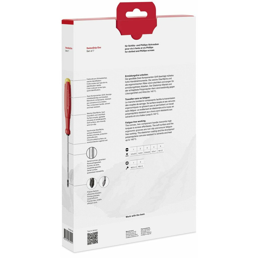 PB Swiss PB 38252.CBB SwissGrip Evo screwdr. set for SLOT+PH, 7 Pieces