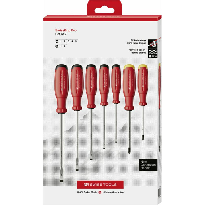 PB Swiss PB 38252.CBB SwissGrip Evo screwdr. set for SLOT+PH, 7 Pieces