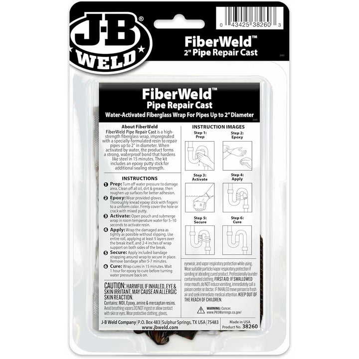 J-B Weld 38260 FiberWeld Pipe Repair Cast, 2"