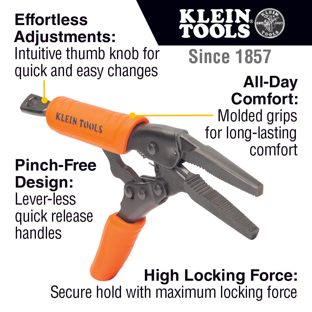 Klein Tools 38665 Locking Pliers, Long Nose 6", Curved Jaw 7" & 10", 3 Pc.