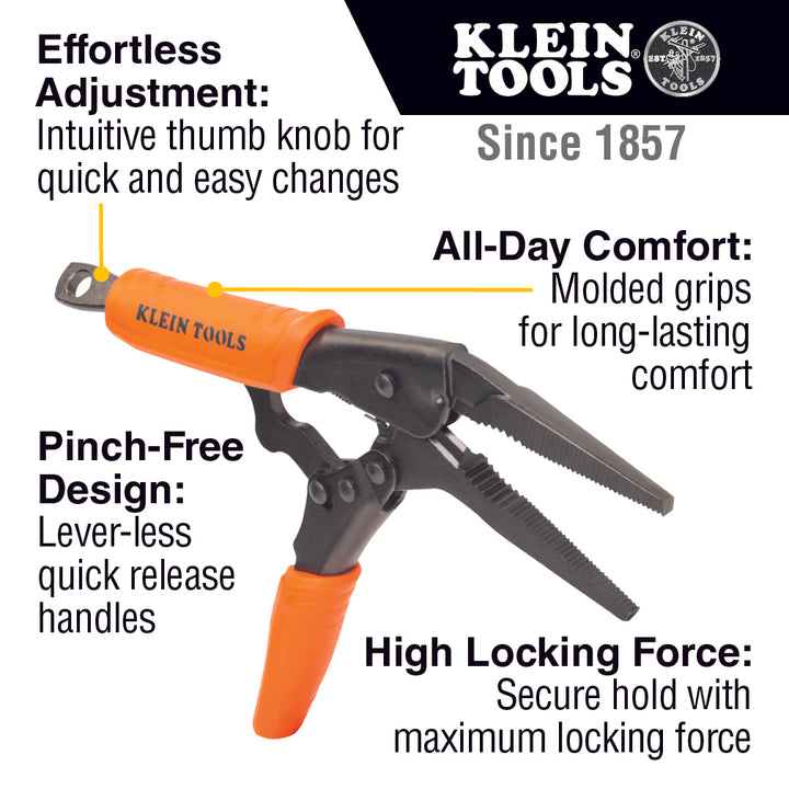 Klein Tools 38661 Long Nose Locking Pliers Set, 6" and 9", 2 Pc.