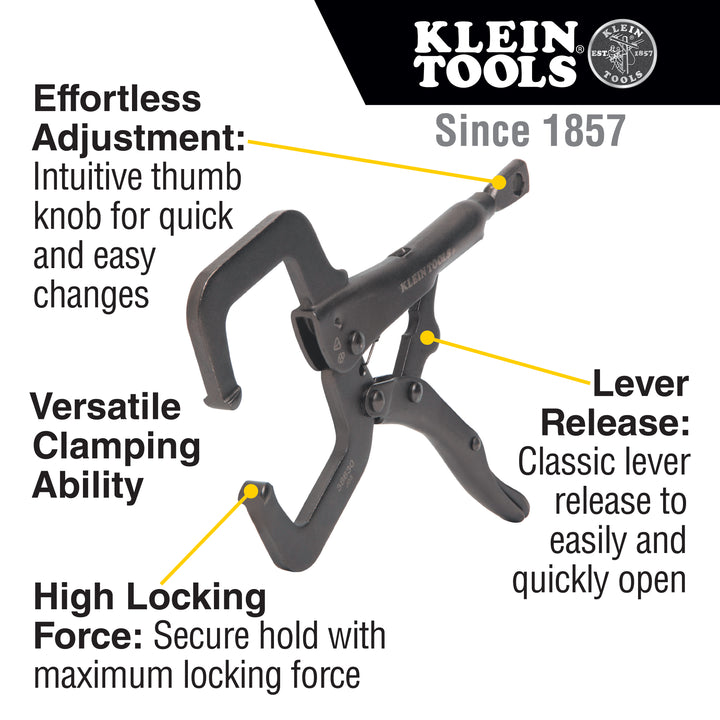 Klein Tools 38631 C-Clamp Locking Pliers with Standard Jaws, 9"