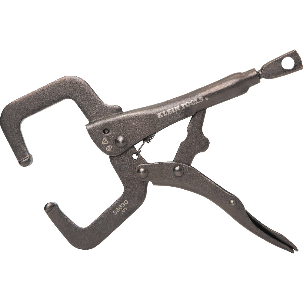 Klein Tools 38664 Locking Pliers Set, C-Clamp, Long Nose, Curved Jaw, 3 Pc.