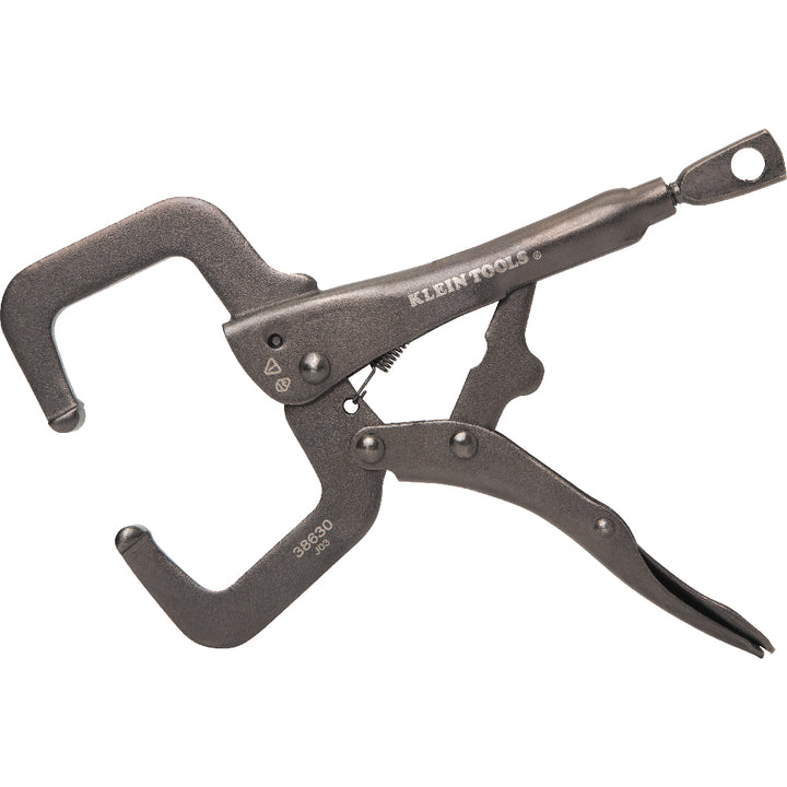 Klein Tools 38664 Locking Pliers Set, C-Clamp, Long Nose, Curved Jaw, 3 Pc.