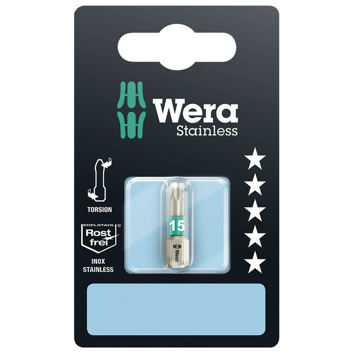 Wera 3867/1 TS SB TORX® bits, stainless, TX 15 x 25 mm