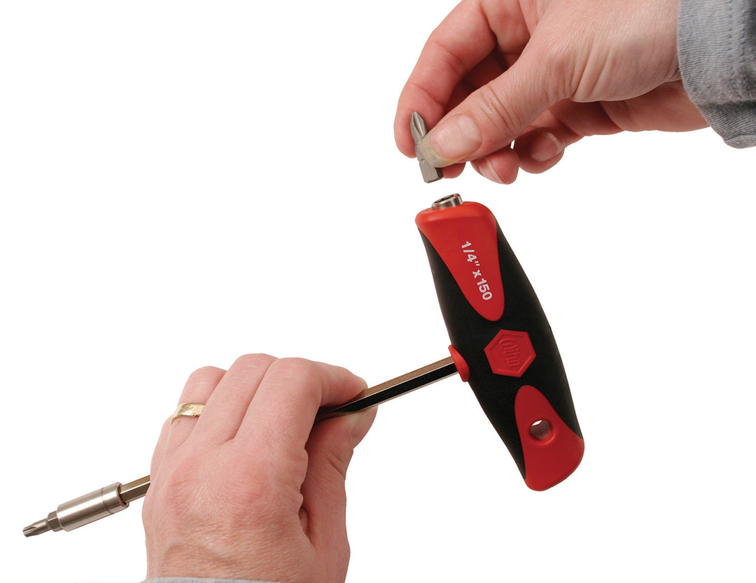 Wiha 38802 SoftGrip T-Handle Dual Drive Magnetic 1/4" Bit Holder