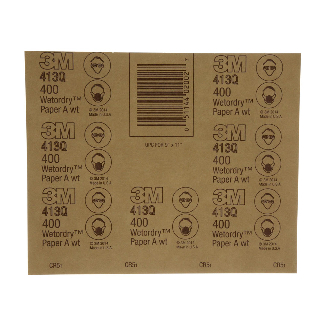 3M Wetordry Abrasive Sheet 413Q, 02002, 400, 9 in x 11 in, 50 sheets
per carton