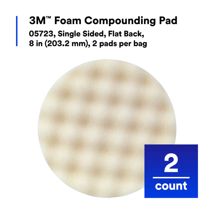 3M Foam Compounding Pad, 05723, Single Sided, Flat Back, 8 in (203.2mm)