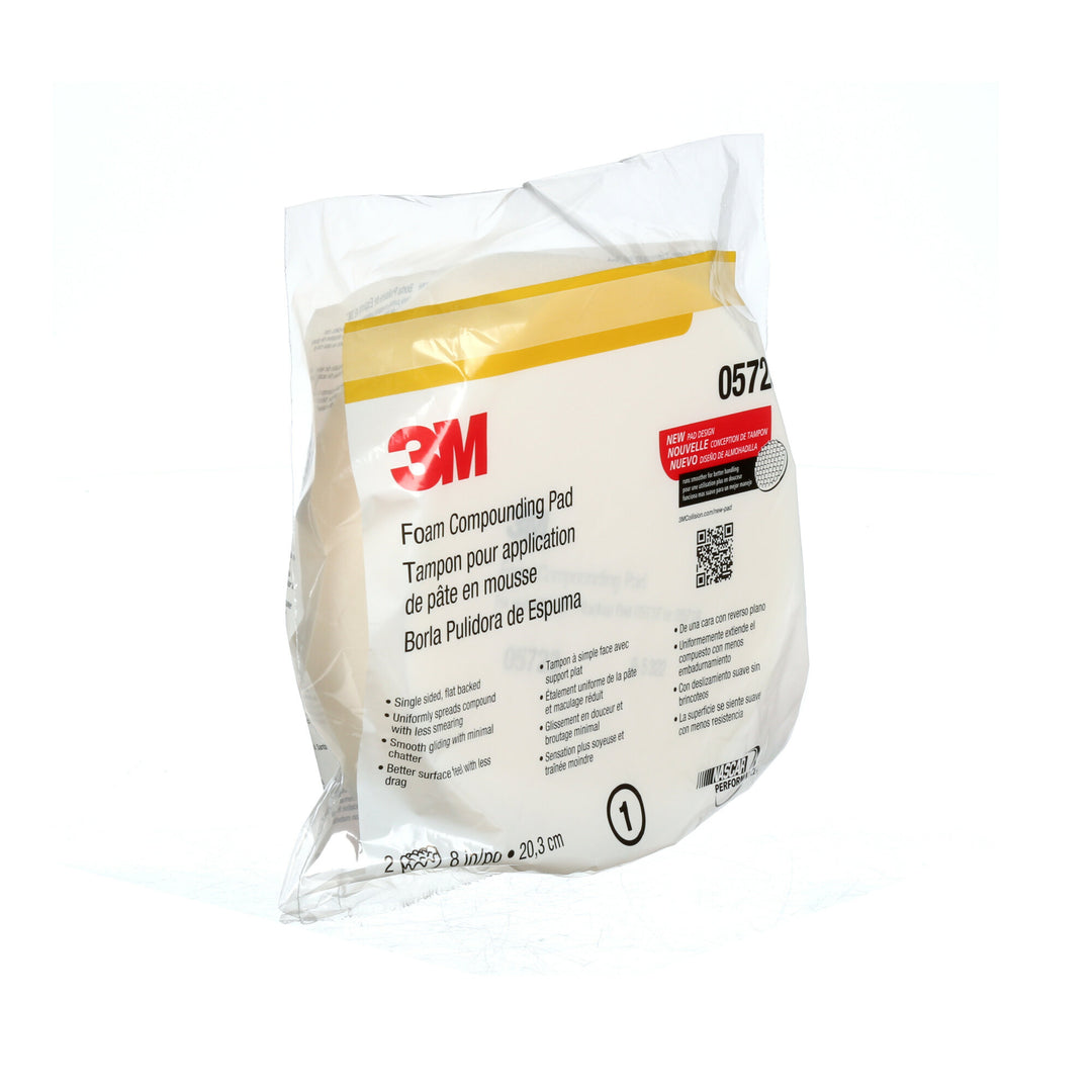 3M Foam Compounding Pad, 05723, Single Sided, Flat Back, 8 in (203.2mm)
