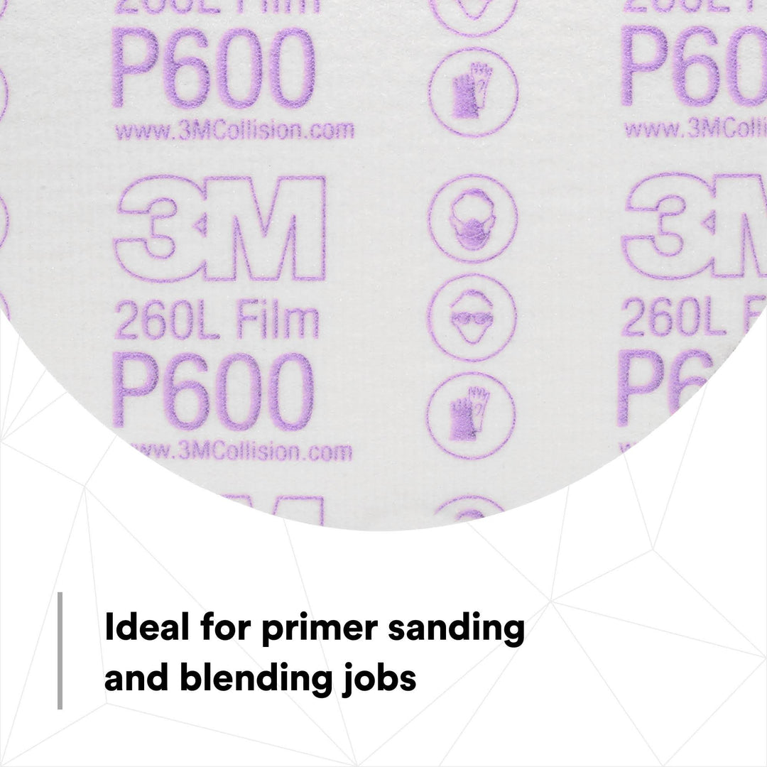 3M Hookit Finishing Film Abrasive Disc 260L, 00971, 6 in, P600